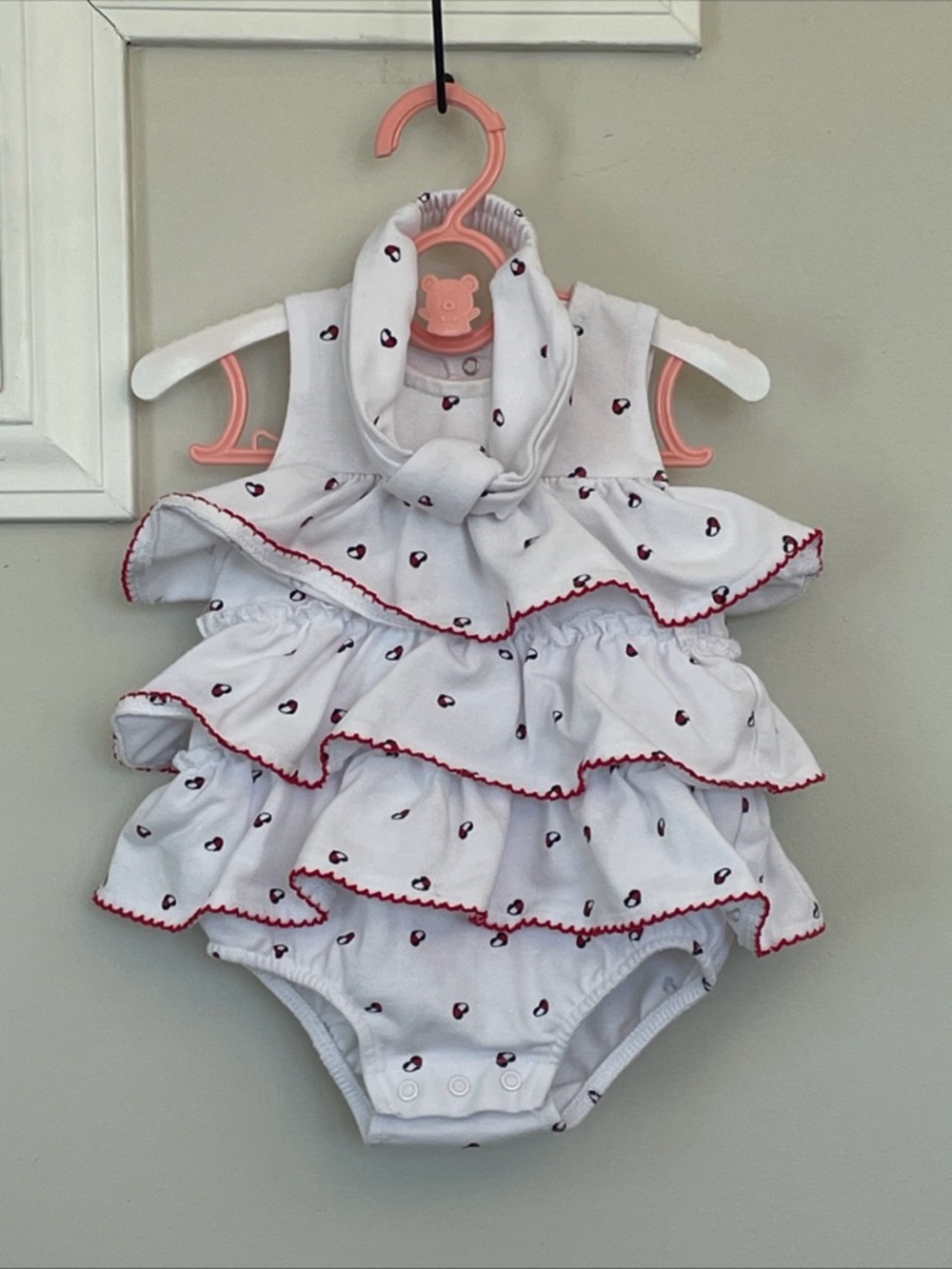 Tommy Hilfiger Baby Girls White Pique Logo Ruffle Sunsuit Size 6-9 Months - Picture 3 of 6